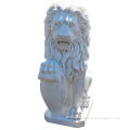 Hand Carved White Marble Guardian Lions Statues